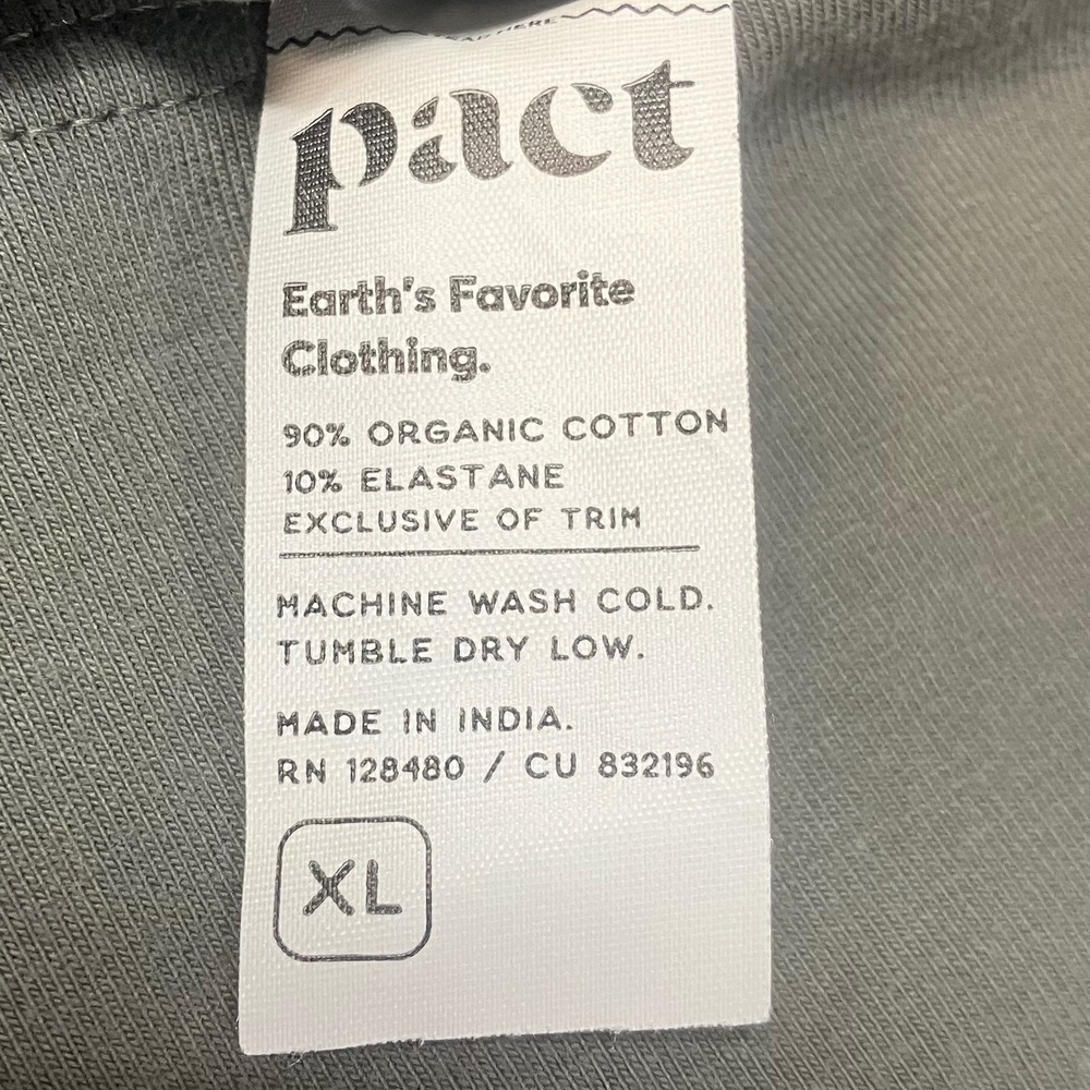 Pact Organic Cotton Racerback Crop Top Olive Green XL Stretch Activewear Tank - Picture 3 of 6